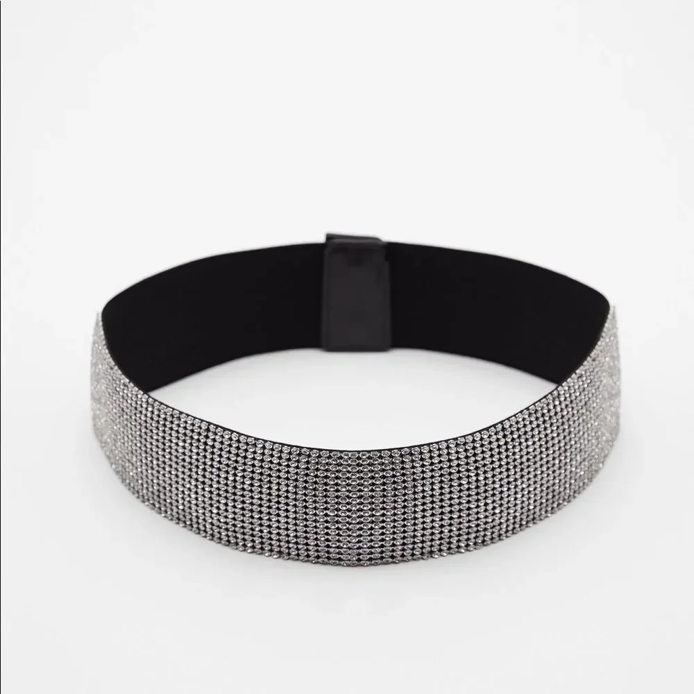 ZARA SPARKLY RHINESTONE STRETCH BELT
